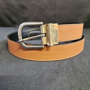 Light Brown Leather Belt Men's Size XL/XXL Silver Buckle Casual‎ Everyday